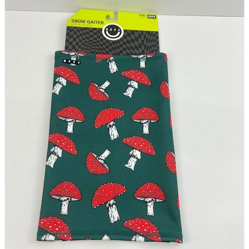 Neff Headwear Snow Gaiter‎ Green Red Mushrooms OSFA NWT